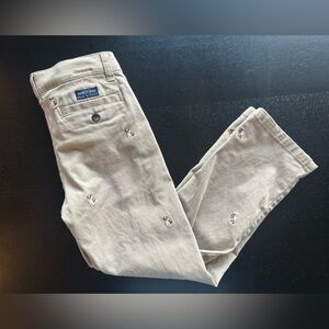 Janie and Jack Embroidered Bulldog khaki pants excellent condition